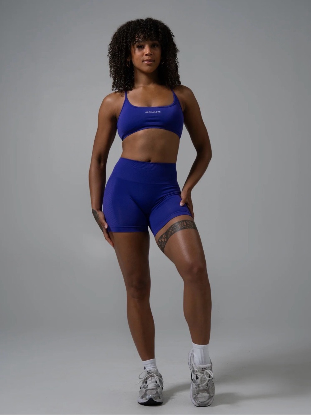 Alphalete Purple Seamless Sports Bra & High-Waist Shorts Set (Never Worn) - Picture 1 of 6